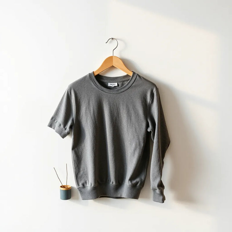 Relaxed unisex top and hoodie showing comfortable drape on a minimal neutral background