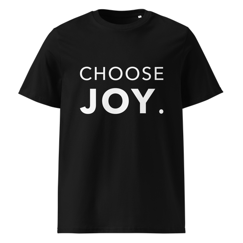 Choose joy organic cotton black t-shirt front