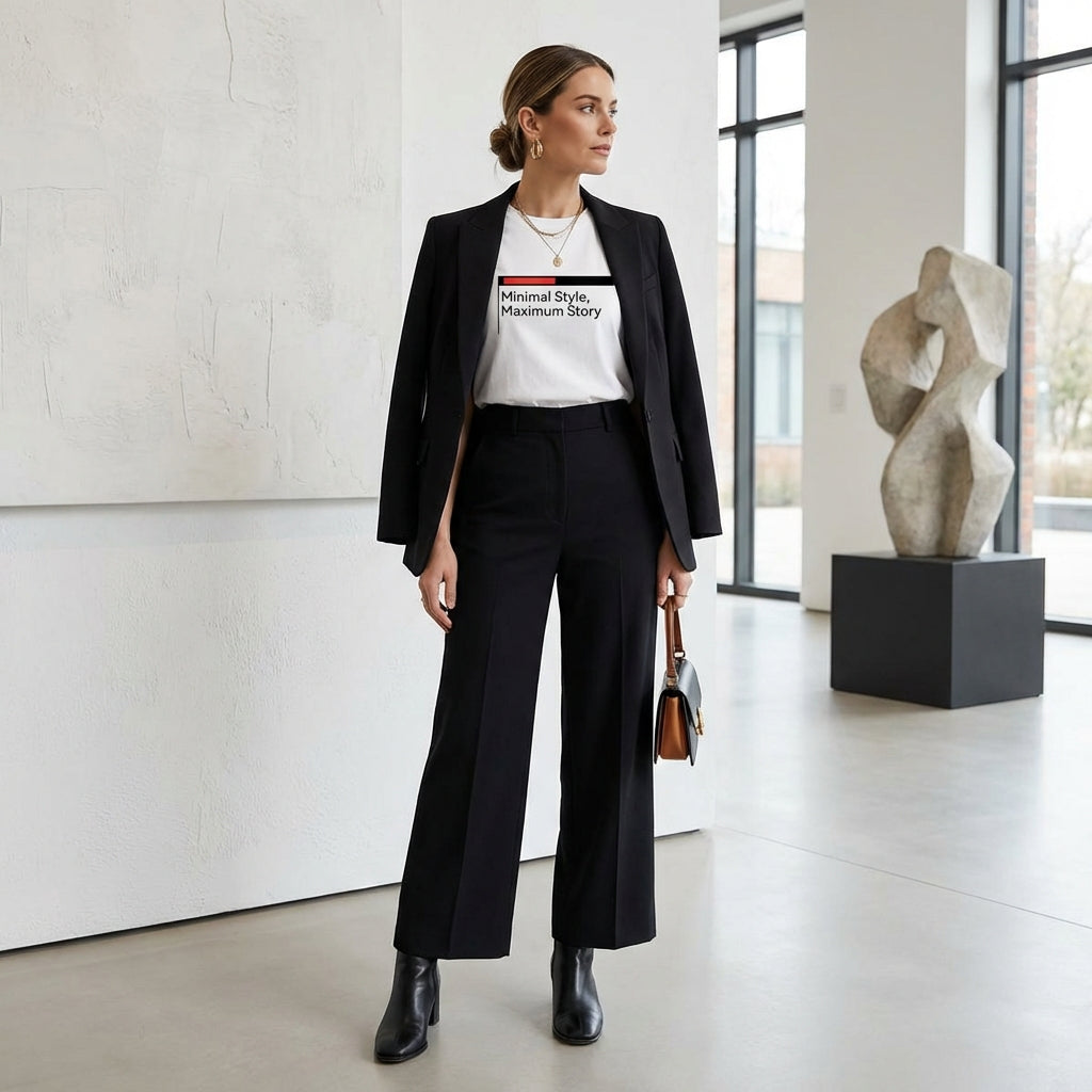 Model 2 wearing Minimal style, maximum story organic cotton white t-shirt