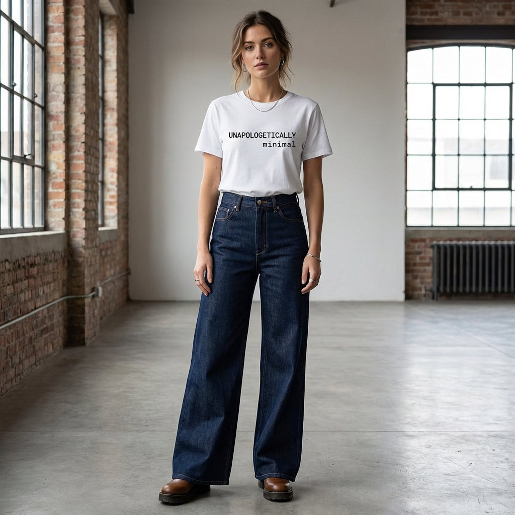 Model 2 wearing Unapologetically minimal organic cotton white t-shirt