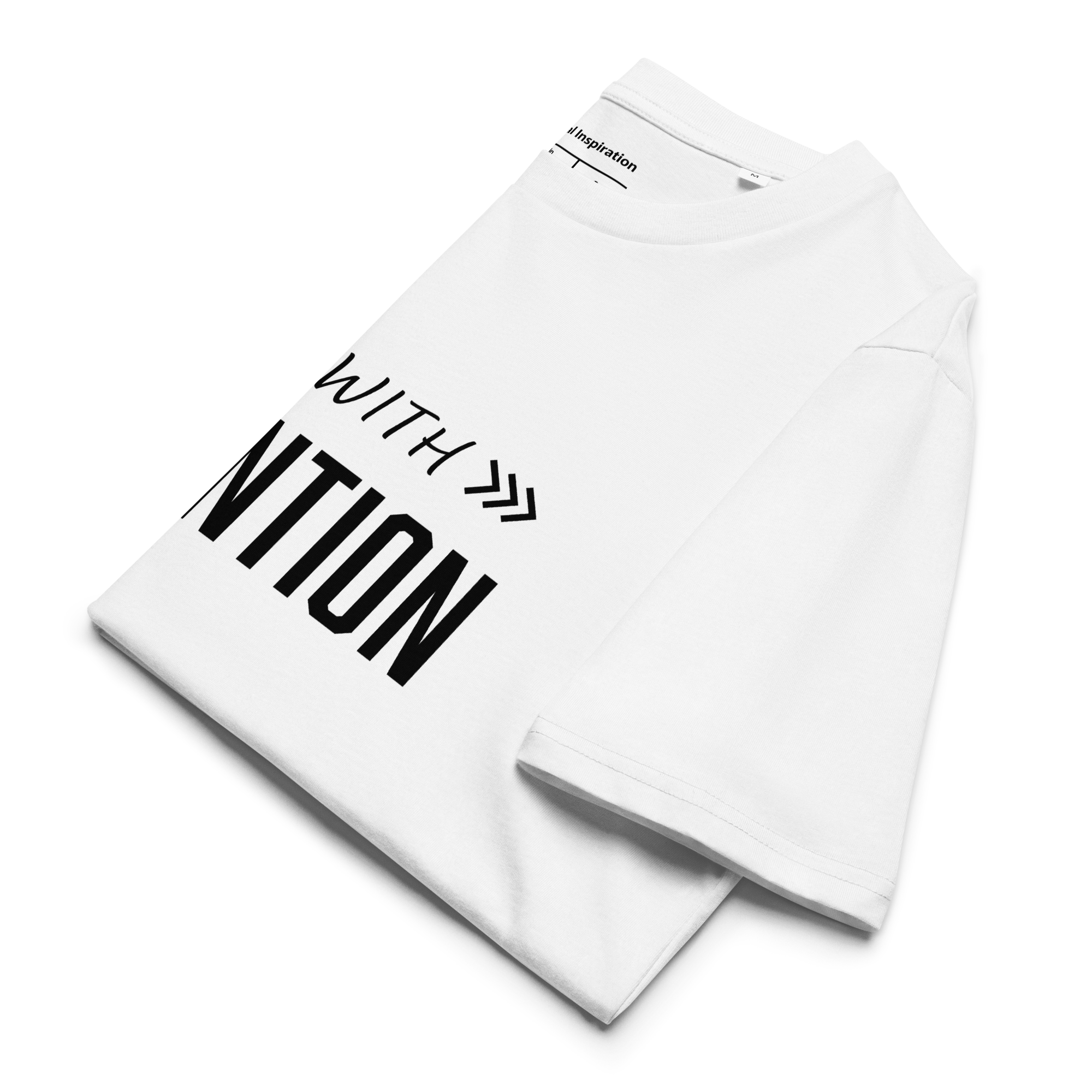 Minimalist graphic tee with clean, modern typography reading Move with intention – Minimalist Graphic Tee (Organic Cotton), made from organic cotton.