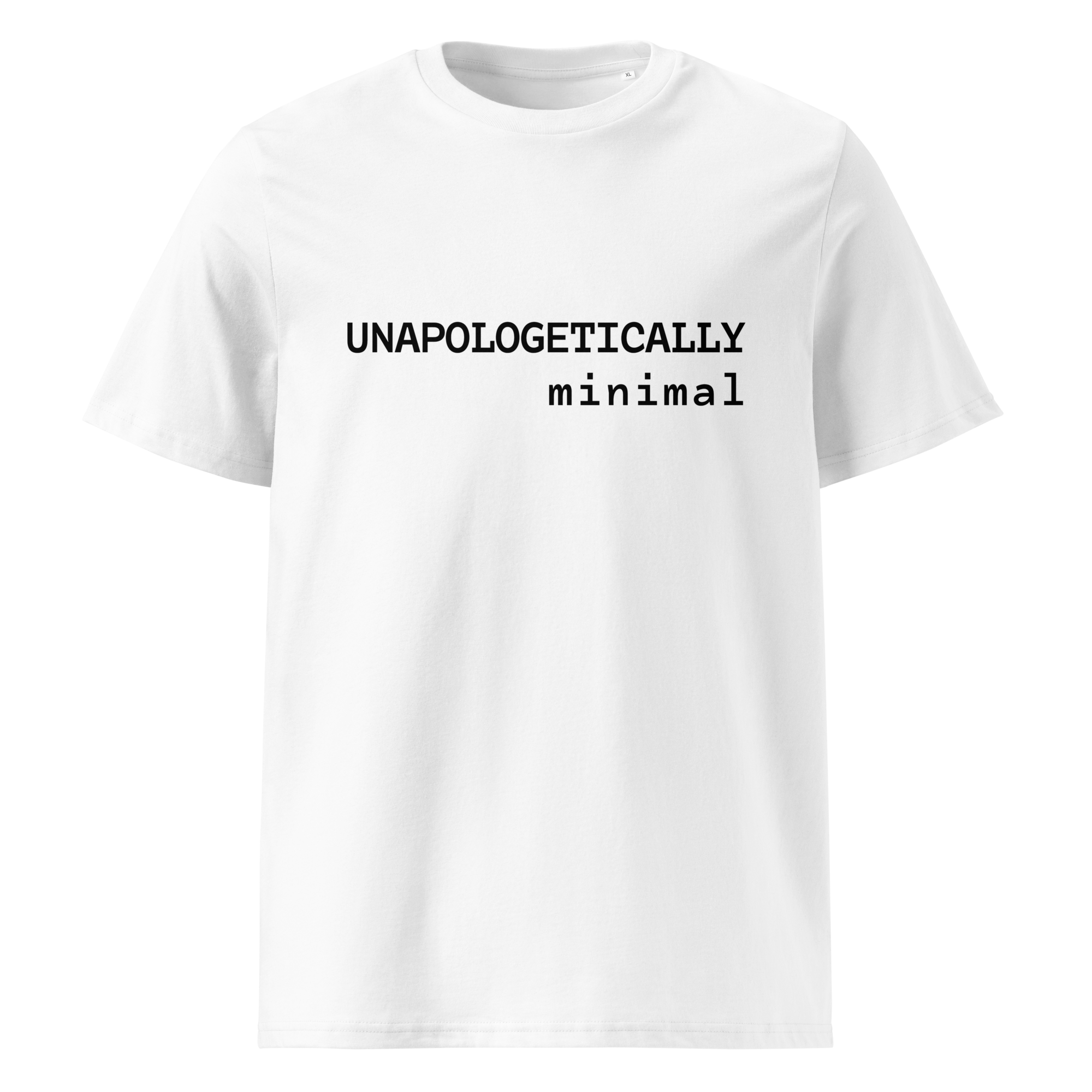 Unapologetically minimal organic cotton white t-shirt front