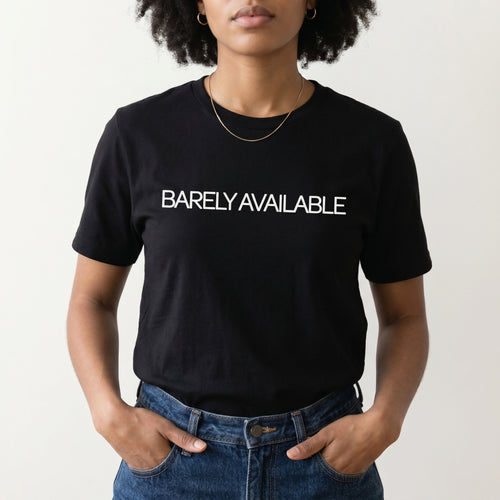 Barely Available – Minimalist Graphic Tee (Black)