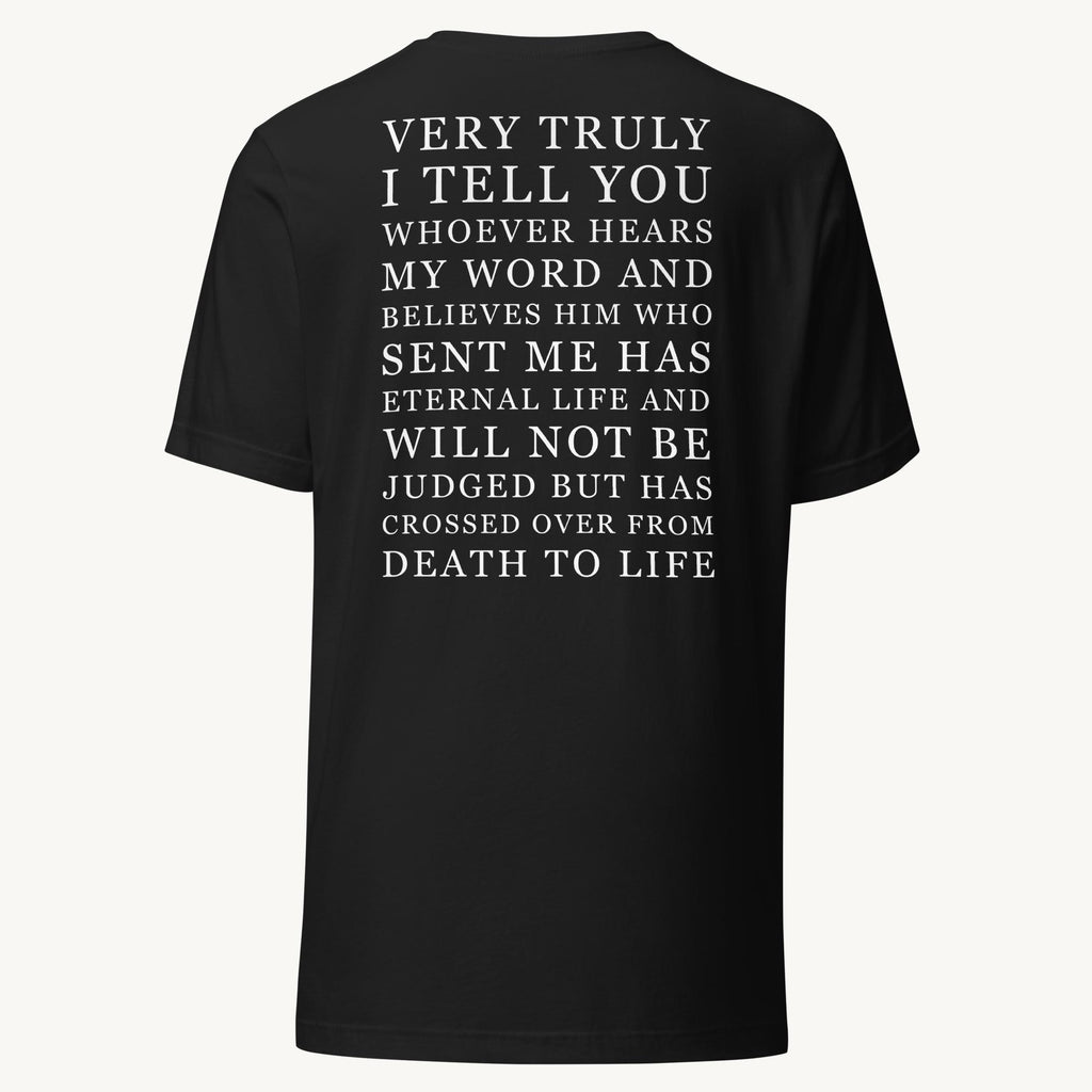 24. Mai – „Hören + Glauben“ (Johannes 5,24) · Unisex T‑Shirt