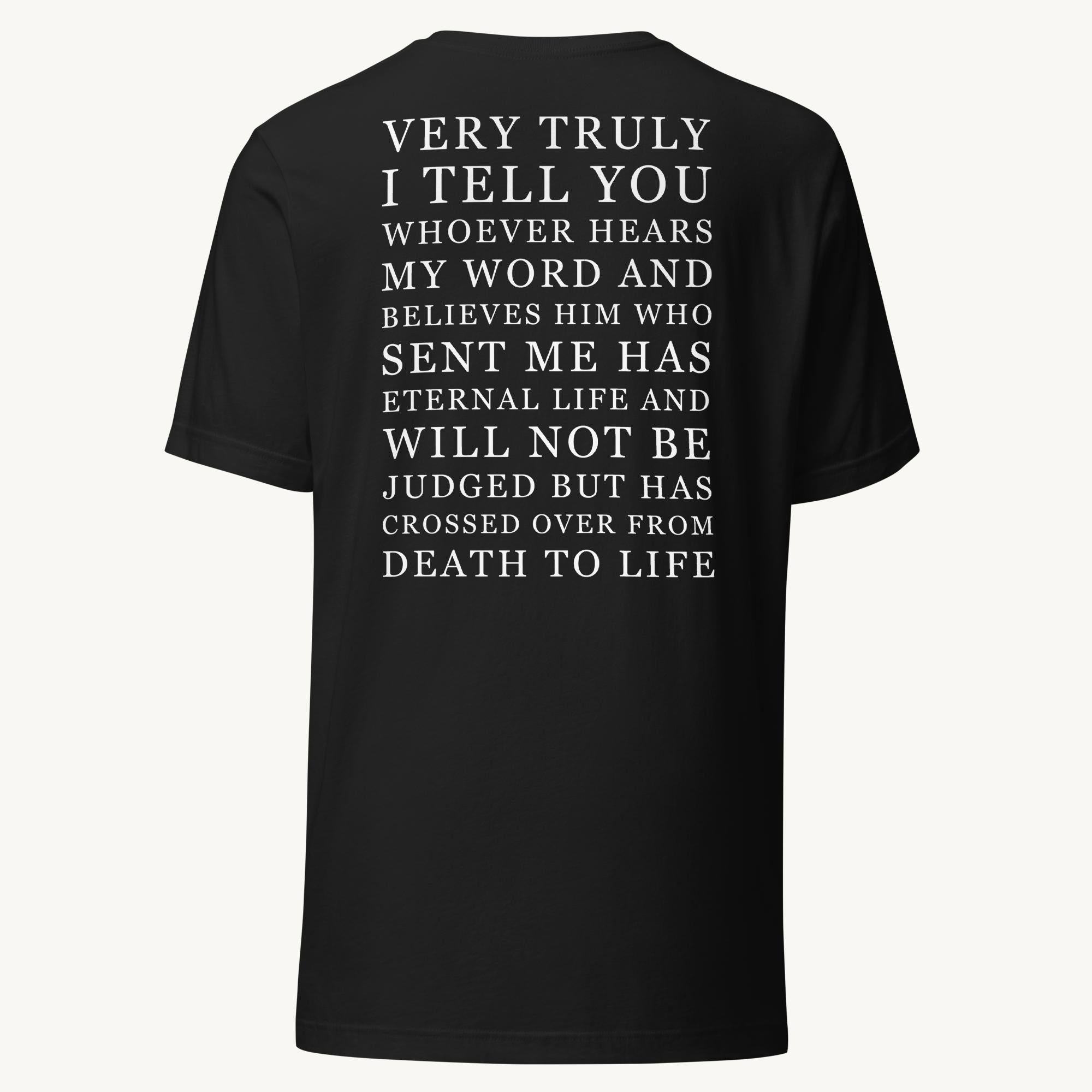 24. Mai – „Hören + Glauben“ (Johannes 5,24) · Unisex T‑Shirt
