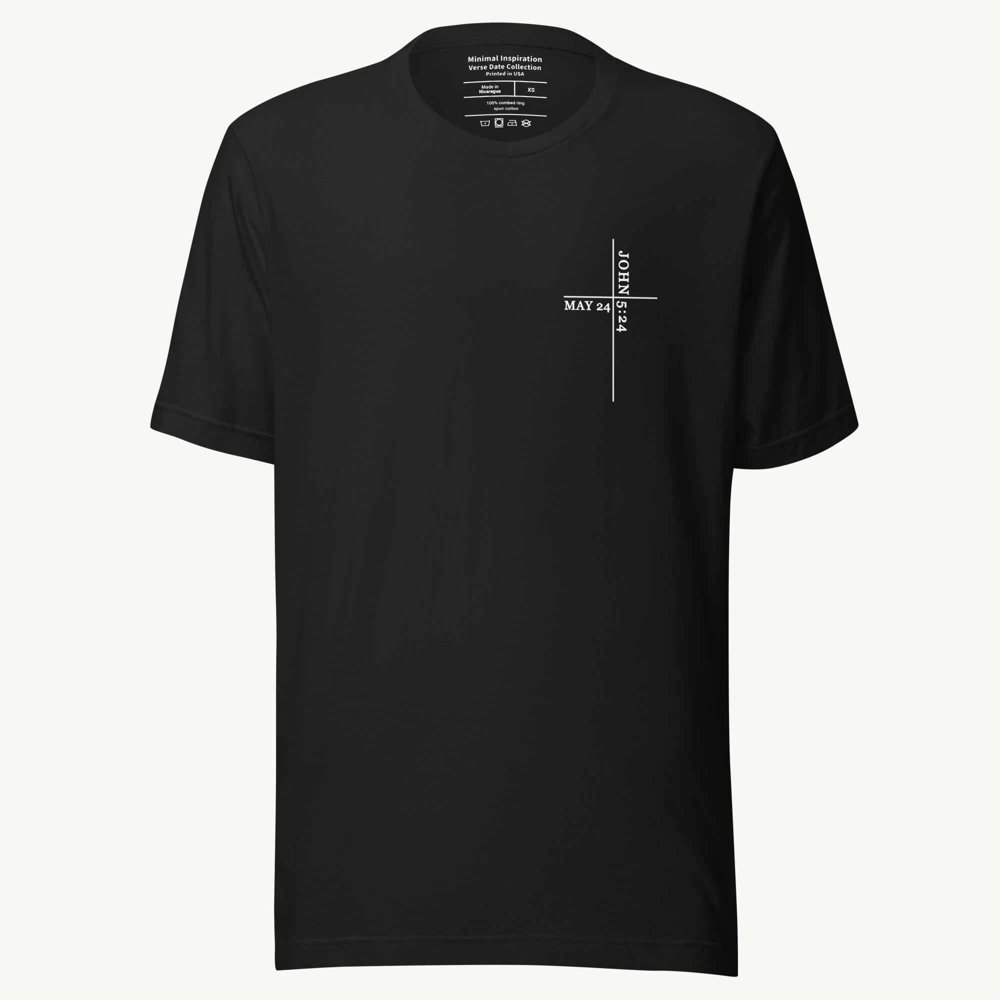 24. Mai – „Hören + Glauben“ (Johannes 5,24) · Unisex T‑Shirt